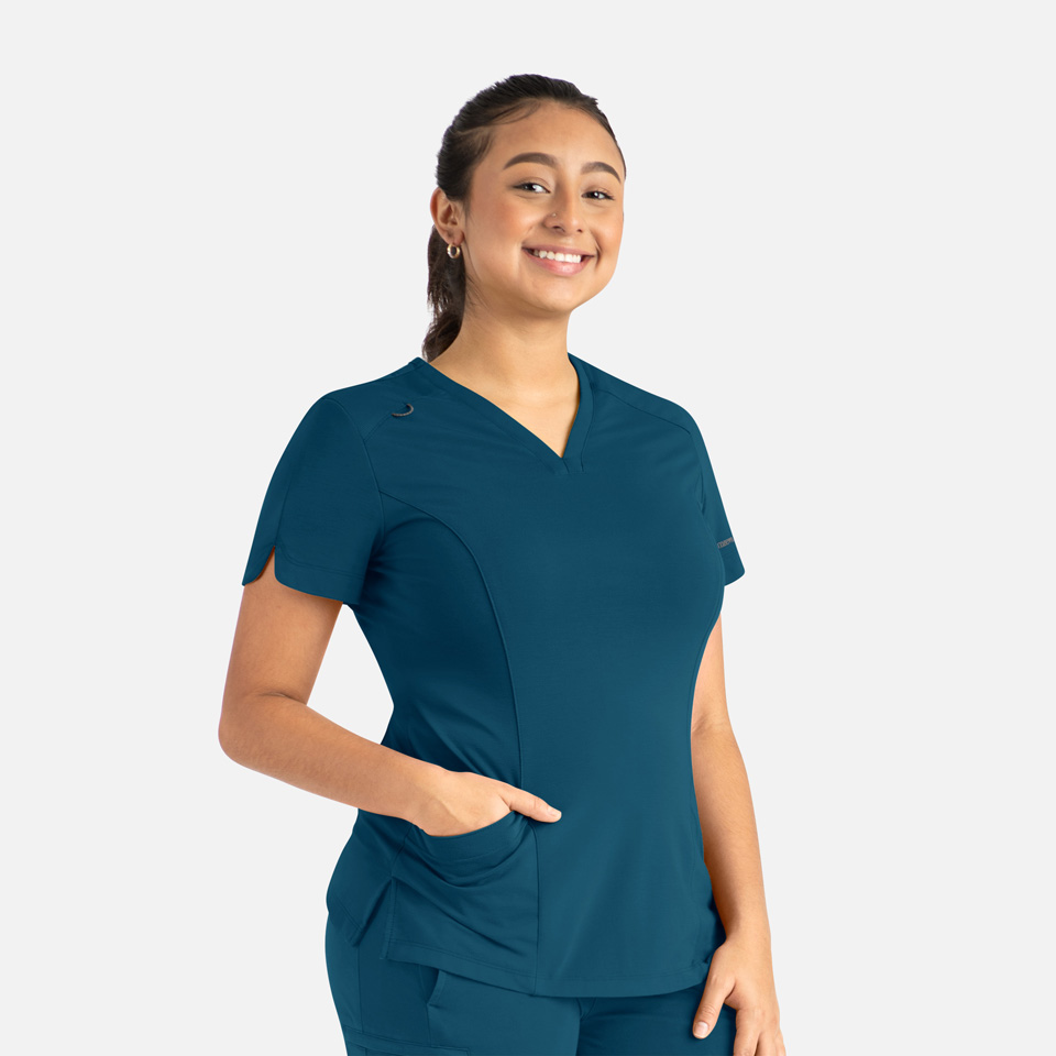 Women  Top  20302  Womens Curved V-Neck Top