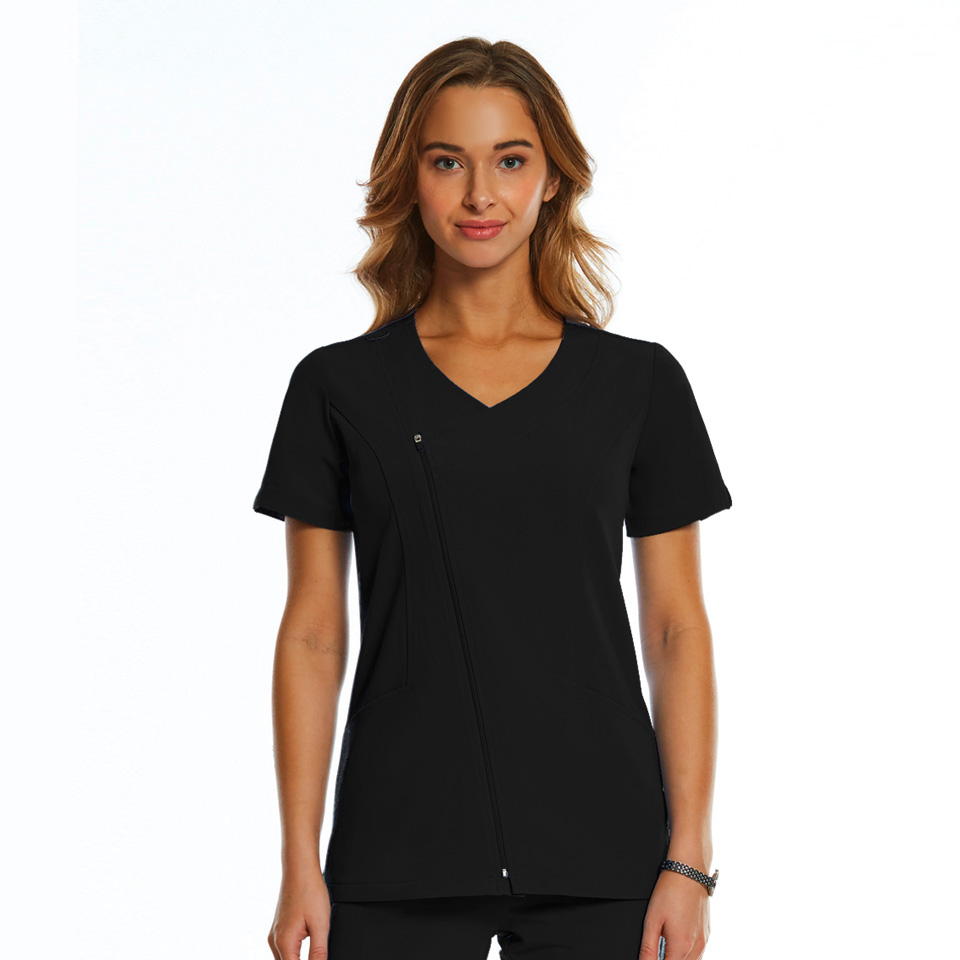 Women  Top  3801  Womens Dressy Asymmertrical Zipper Top
