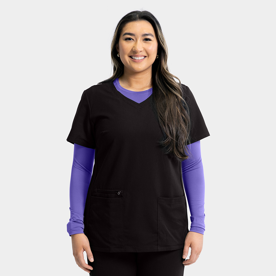 Women  Top  3852  Womens Solid V-Neck Top